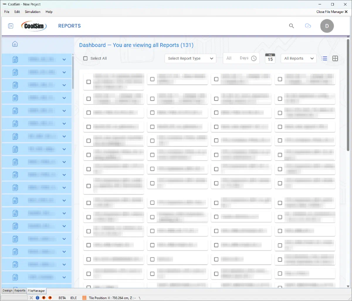 List view of the CoolSim File Manager
