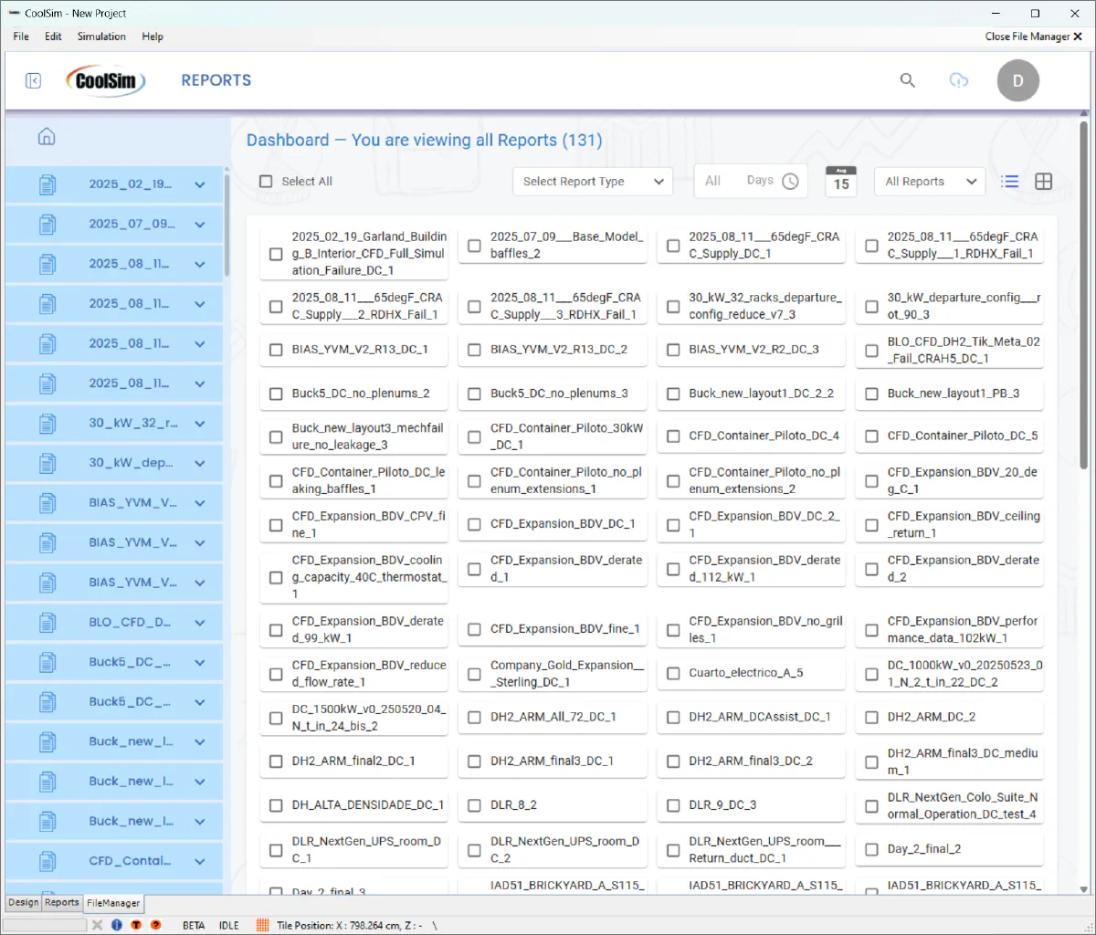 List view of the CoolSim File Manager