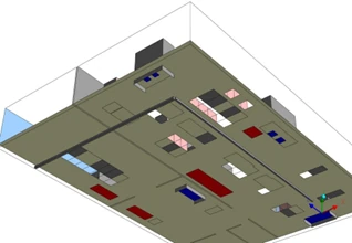 Figure 5: Pipes added to the plenum as underfloor obstructions
