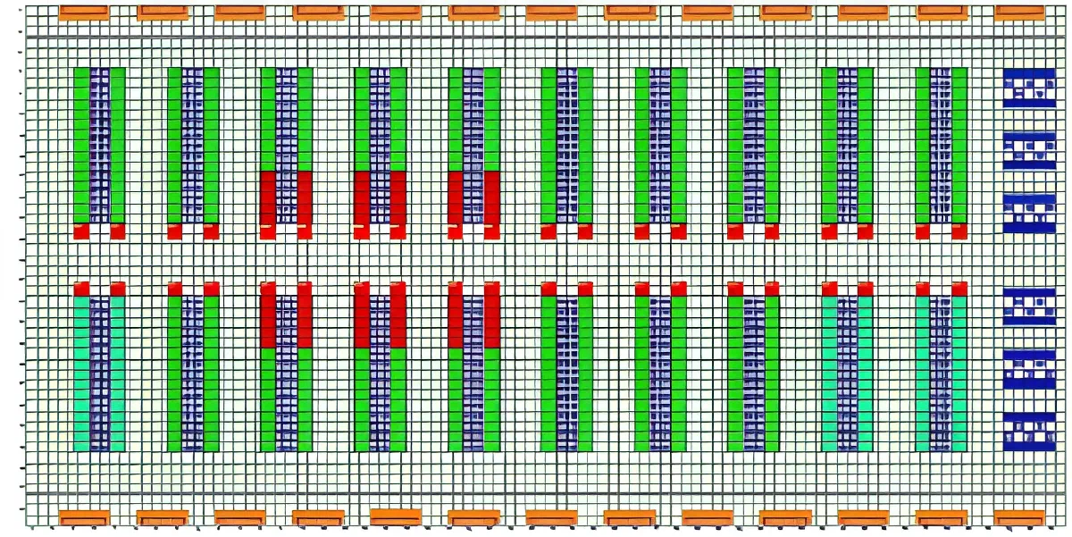 In the first modified design, the high density racks are distributed among 12 rows with positions near the center aisle where the flow from the supply plenum is strongest